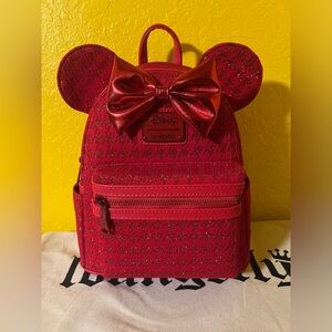 Loungefly Minnie Mouse Red Glitter Tonal Mini Backpack